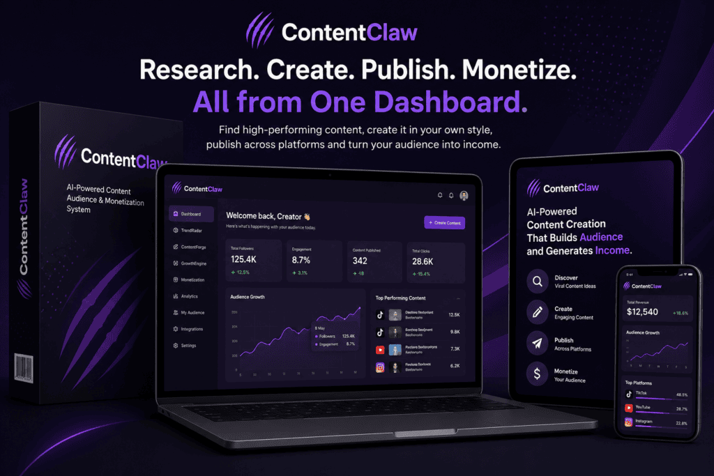 ContentClaw AI automated social media dashboard interface